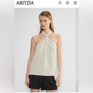 Babaton ivory Satin Twist-Front Halter